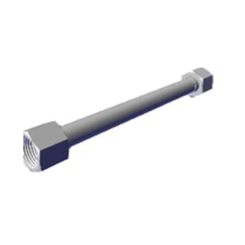 A metal nozzle extension tube with threaded fittings.